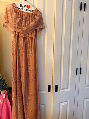 Maternity Pinkblush Mauve Floral Lace Maxi Dress